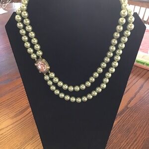 Mint green double strand necklace
